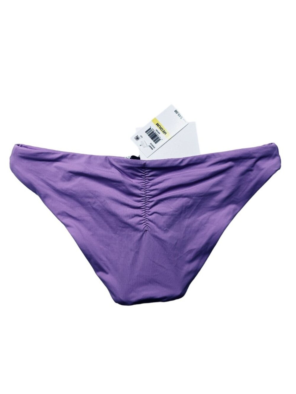 BECCA Bikini Bottom Size Medium Swim Hipster Orchid Purple Shirred Detail NEW - Picture 2 of 6